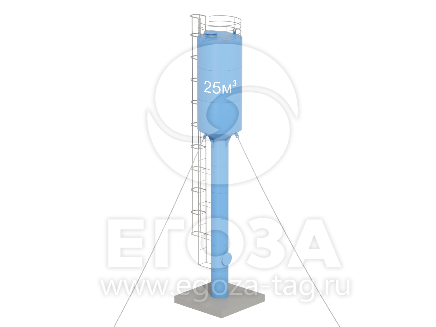 Водонапорная башня Рожновского 25 м3 2400х960х14000 по ТУ 4х4